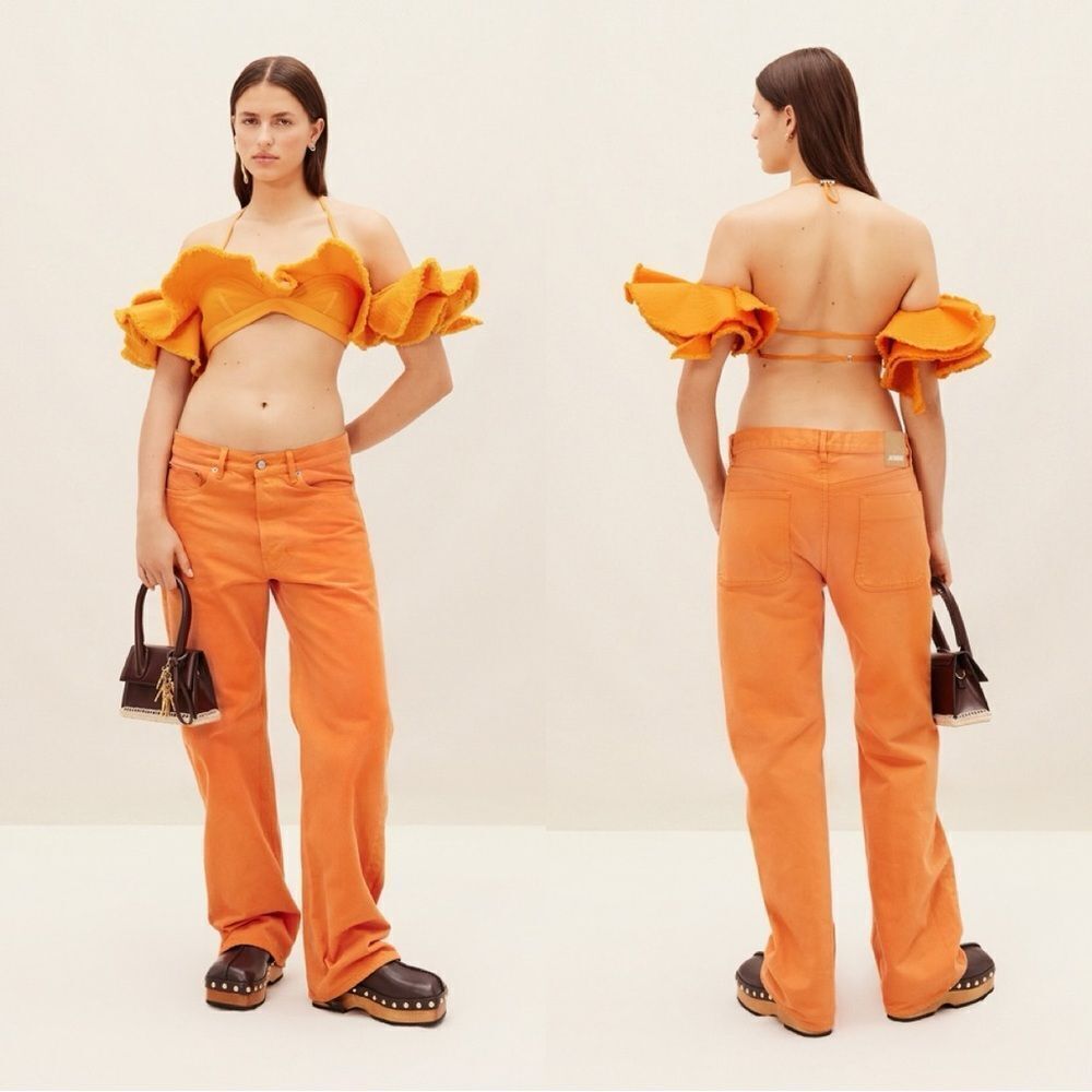 NEW JACQUEMUS La Brassière Artichaut cotton crop top in orange - Picture 15 of 17